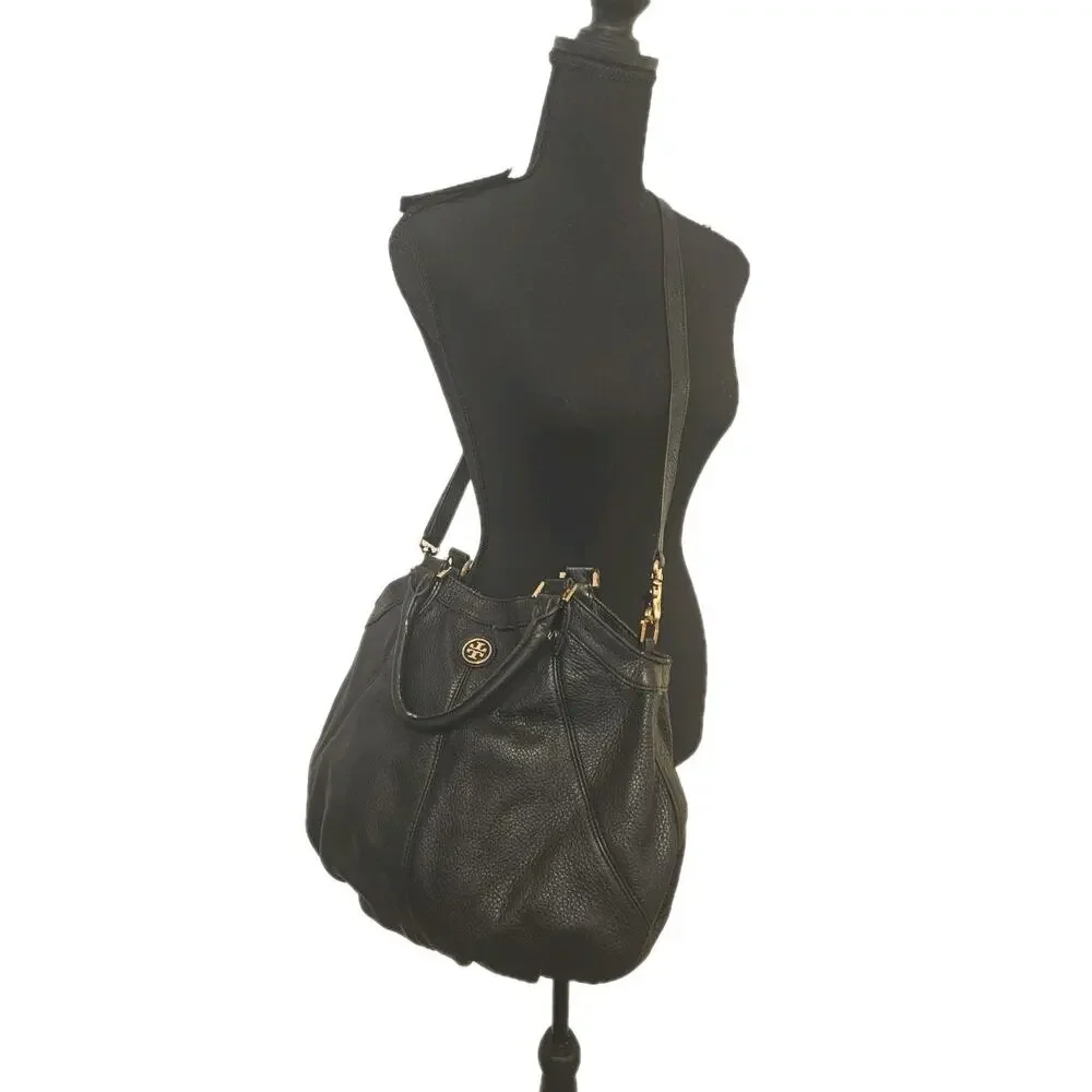 Tory Burch DAKOTA Black Leather Hobo/Shoulder Bag 16x13x3 *READ - Picture 2 of 16